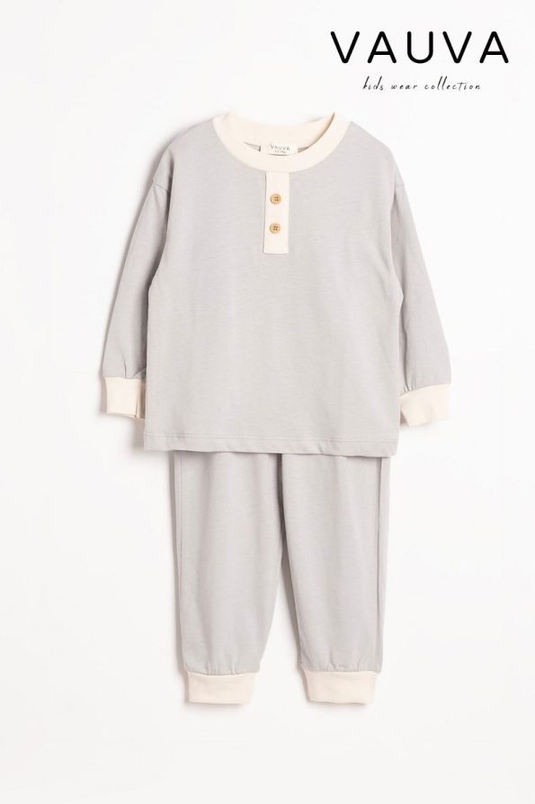 Vauva Seasonal Pajama Set Long Sleeve Button Detail Kids Pajama Set
