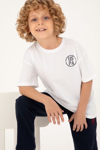 U.S. Polo Assn. Boys' White Oversized Crew Neck T-Shirt