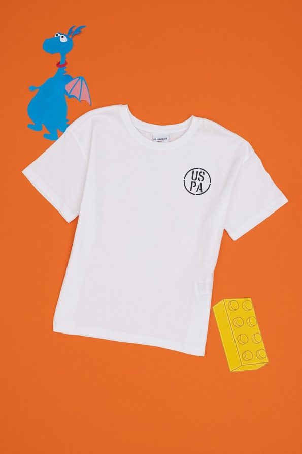 U.S. Polo Assn. Boys' White Oversized Crew Neck T-Shirt