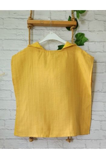 Alpar Muslin Hooded Poncho for Kids - Yellow
