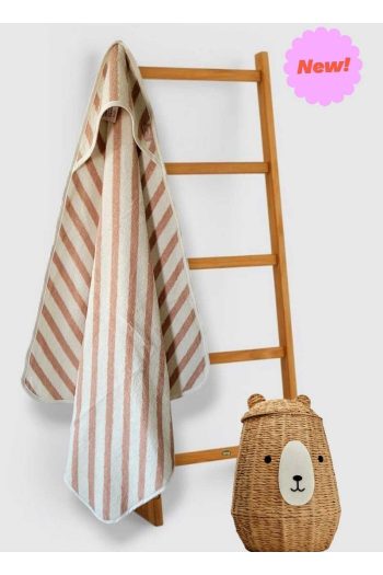 Cotton Baby Bath Towel Swaddle Striped Pink