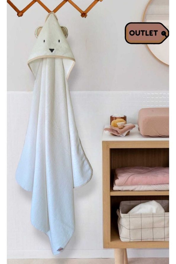 Mothercare Extra Soft Cotton Baby Bath Towel Wrap 100x100cm Bear/White