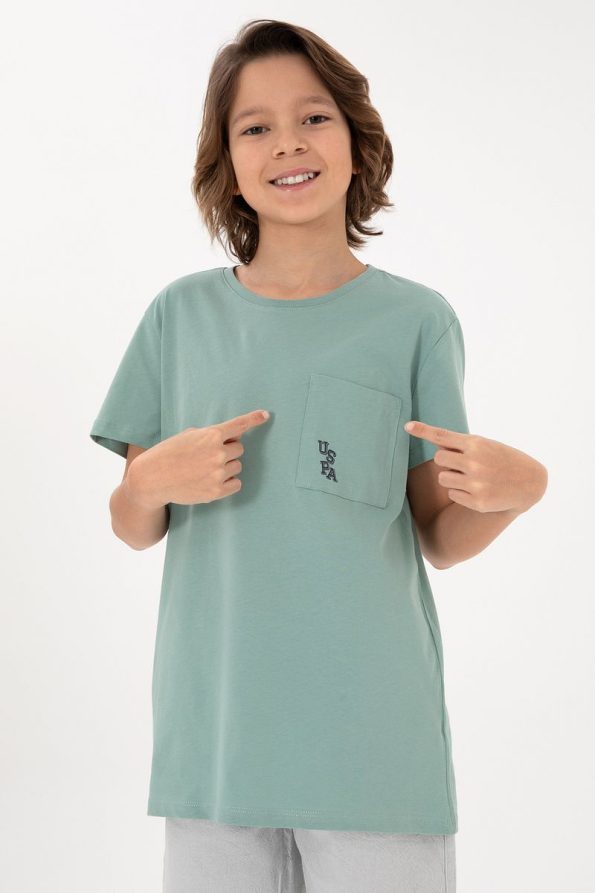 U.S. Polo Assn. Boys' Aqua Green Crew Neck T-Shirt