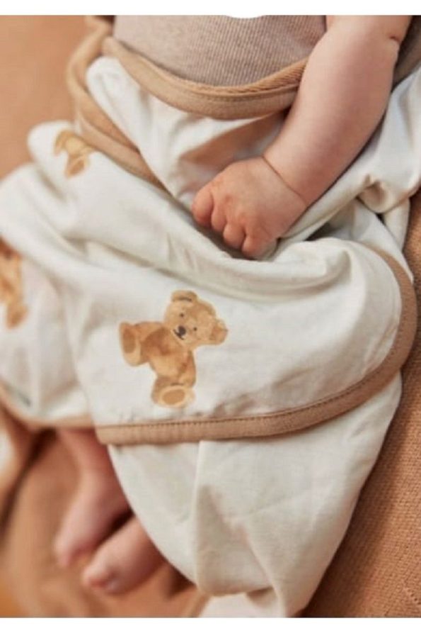Cotton Baby Bath Towel Wrap Bear Teddy Cream Brown