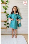 Cotton Lady Soft Cotton Hooded Towel Poncho for Kids - Emerald Green