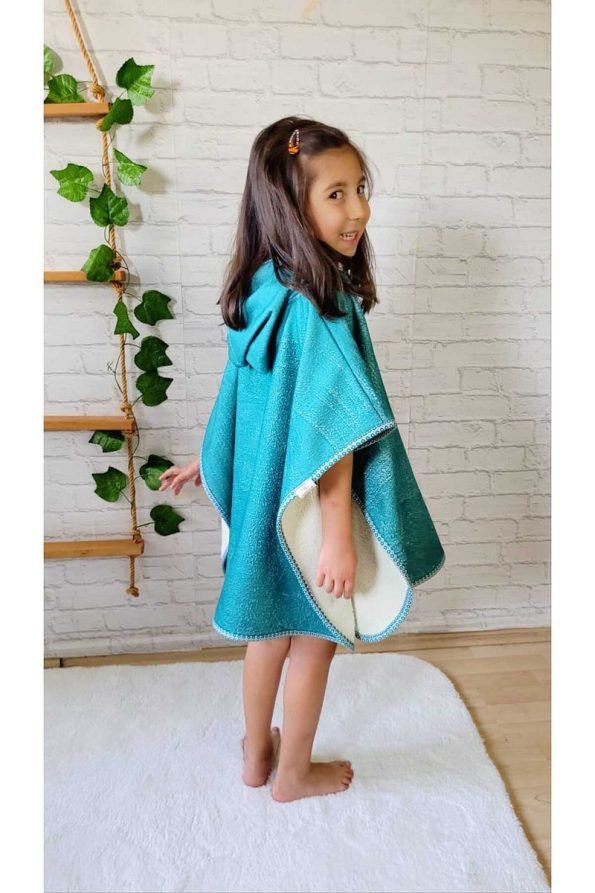 Cotton Lady Soft Cotton Hooded Towel Poncho for Kids - Emerald Green
