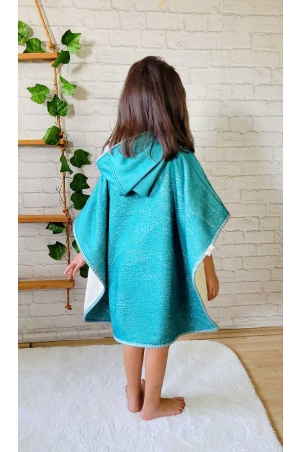 Cotton Lady Soft Cotton Hooded Towel Poncho for Kids - Emerald Green