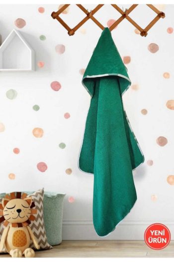 Cotton Baby Bath Towel Wrap for Newborns in Emerald Green