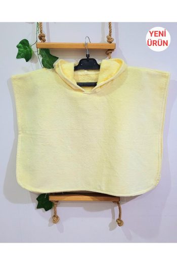Cotton Lady Hooded Beach Pool Towel Poncho for Kids - Yellow