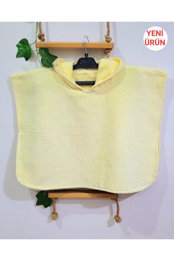 Cotton Lady Hooded Beach Pool Towel Poncho for Kids - Yellow