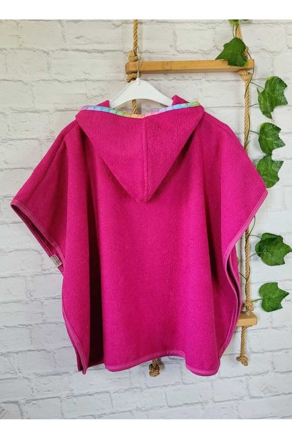 Cotton Soft Hooded Towel Poncho for Kids - Pink