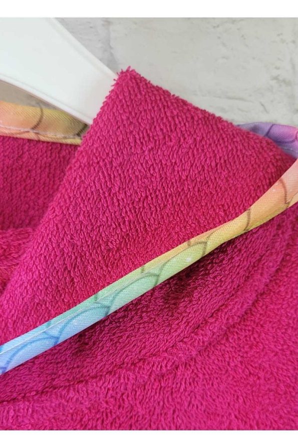 Cotton Soft Hooded Towel Poncho for Kids - Pink