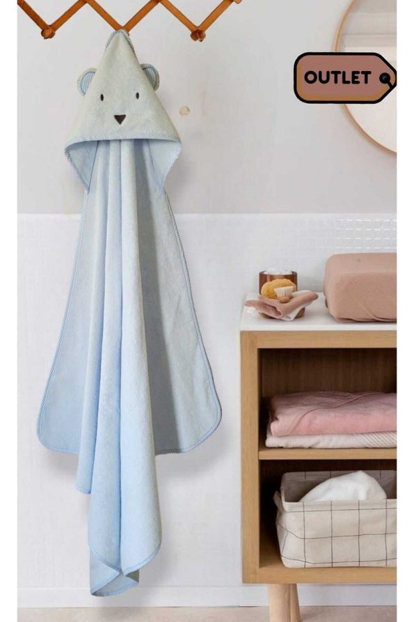 Extra Soft Cotton Baby Bath Towel Wrap 100x100cm Bear Blue