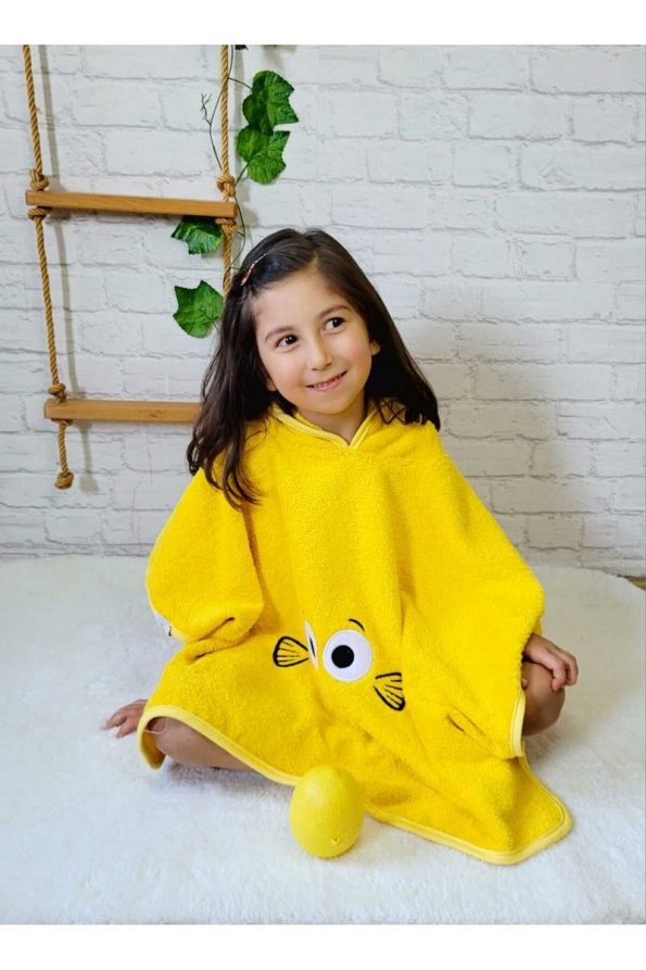 Soft Cotton Hooded Poncho for Kids