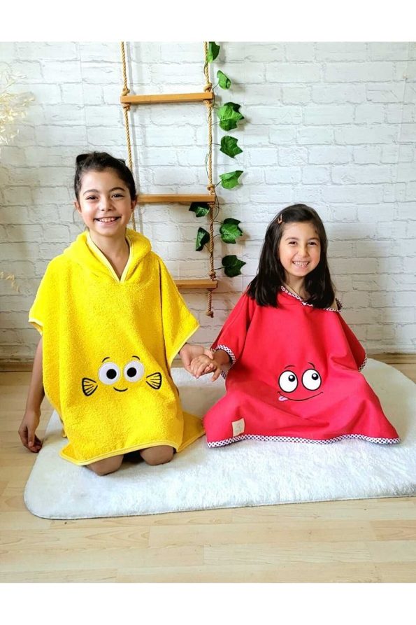 Soft Cotton Hooded Poncho for Kids