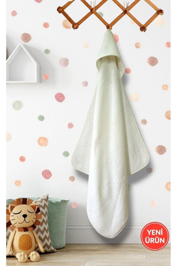 Cotton Lady Outlet - 100% Cotton Newborn Baby Bath Towel Wrap in Cream