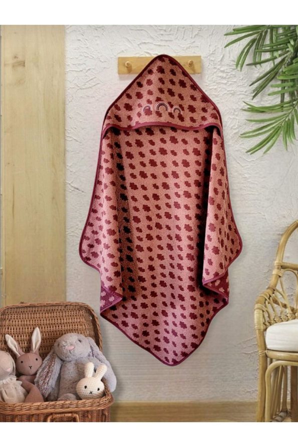 Soft Cotton Baby Bath Towel 80x80cm Polka Dot/Rose Pink