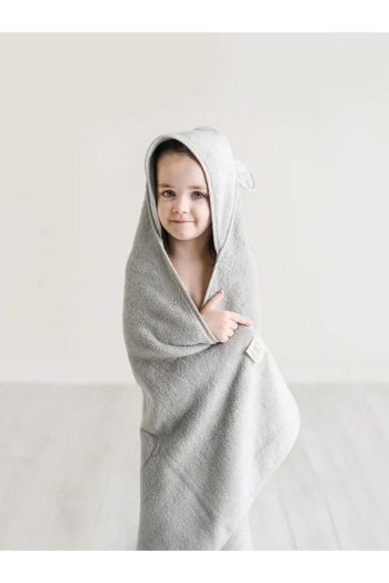 Soft Bamboo Baby Bath Towel with Ears in Grey