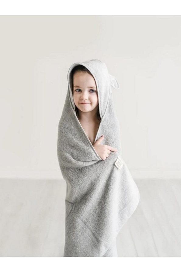 Soft Bamboo Baby Bath Towel with Ears in Grey