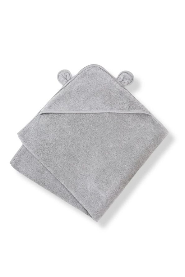 Soft Bamboo Baby Bath Towel with Ears in Grey