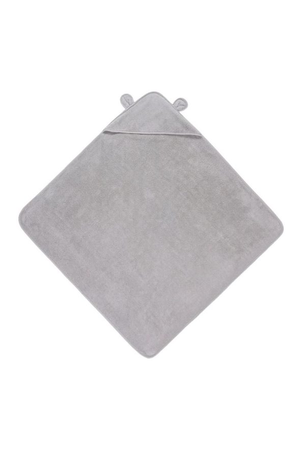 Soft Bamboo Baby Bath Towel with Ears in Grey