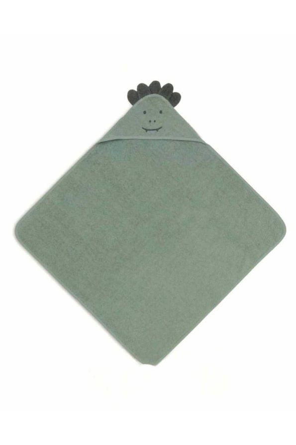 100% Cotton Baby Bath Towel Wrap in Dark Green/Dinosaur
