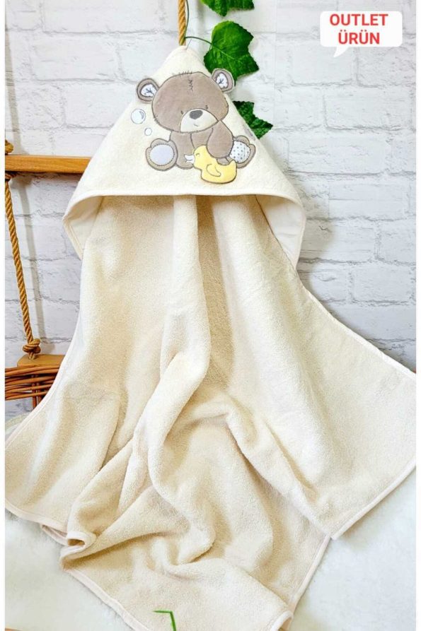 Mothercare Extra Soft Baby Bath Wrap Towel Cream/Bear