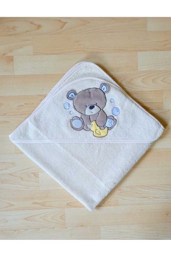 Mothercare Extra Soft Baby Bath Wrap Towel Cream/Bear