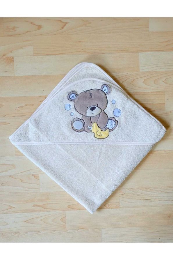 Mothercare Extra Soft Baby Bath Wrap Towel Cream/Bear