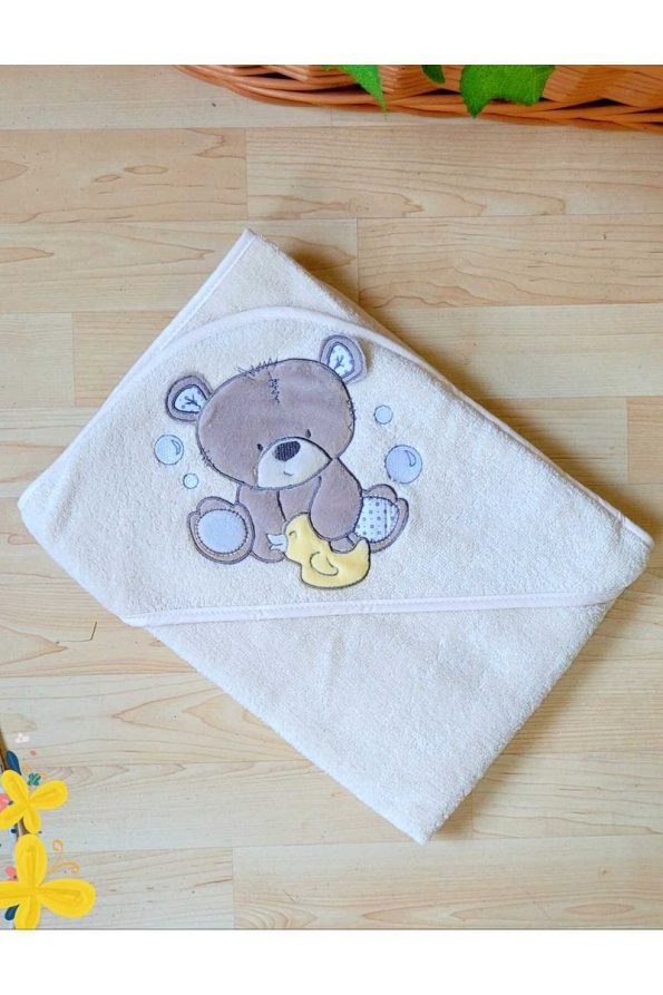 Mothercare Extra Soft Baby Bath Wrap Towel Cream/Bear