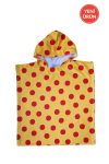 Soft Bamboo Kids Beach Towel Poncho for Boys and Girls - Polka Dot / Yellow-Red