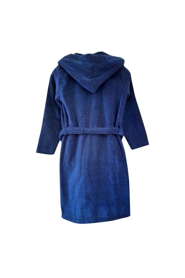 Cotton Soft Unisex Kids Hooded Bathrobe in Navy Blue