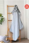 Soft Cotton Baby Bath Towel Wrap in Gray/Cloud