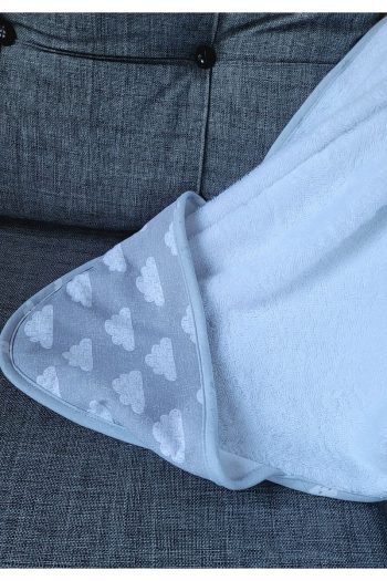 Soft Cotton Baby Bath Towel Wrap in Gray/Cloud
