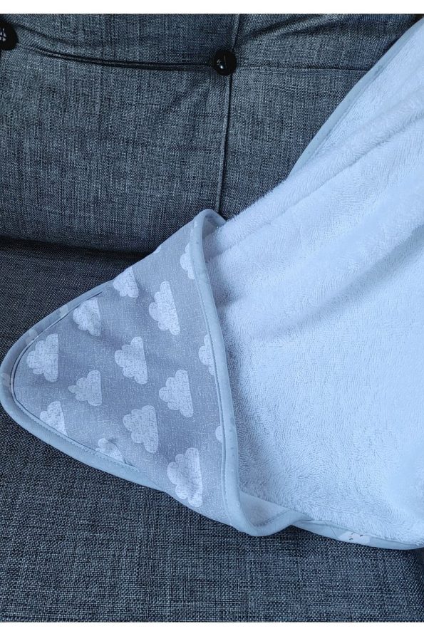 Soft Cotton Baby Bath Towel Wrap in Gray/Cloud