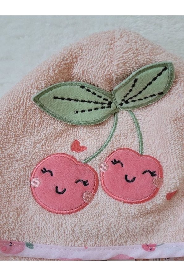 100% Cotton Soft Hooded Girls Bathrobe Pink/Cherry
