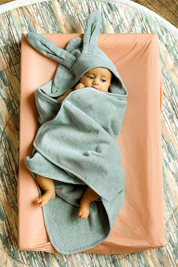 Soft Cotton Baby Bath Towel with Bunny Ears