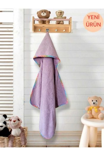 Cotton Baby Bath Towel Wrap for Newborns in Lilac