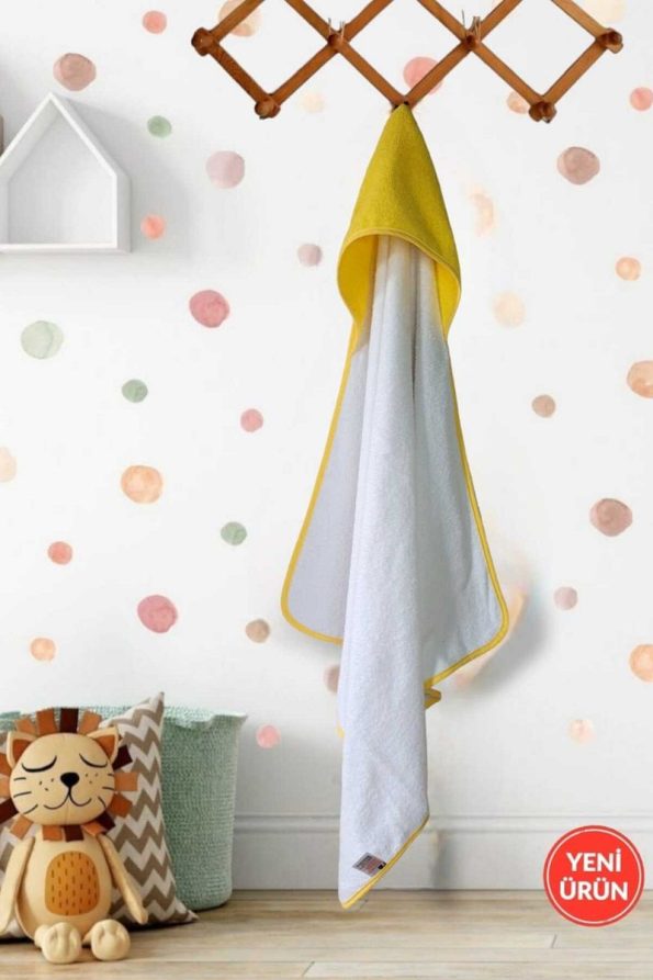 Cotton Newborn Bath Towel Wrap for Boys and Girls - Yellow