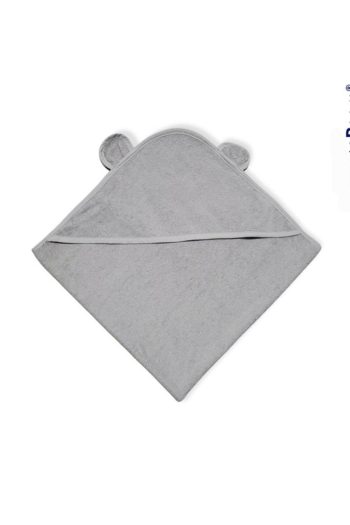 Soft Cotton Baby Bath Towel Wrap with Ears in Gray