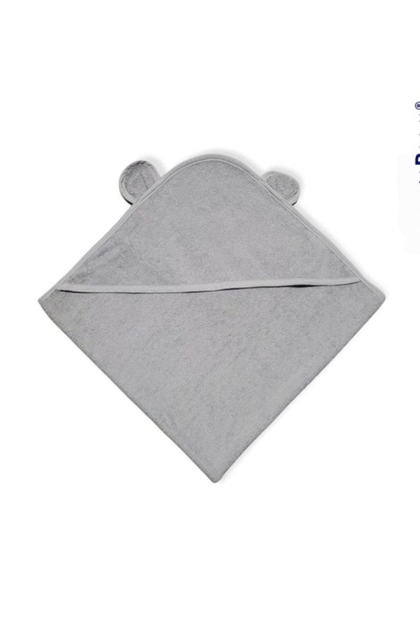 Soft Cotton Baby Bath Towel Wrap with Ears in Gray