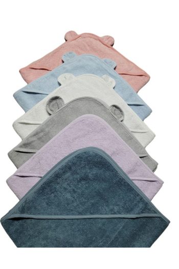 Soft Cotton Baby Bath Towel Wrap with Ears in Gray