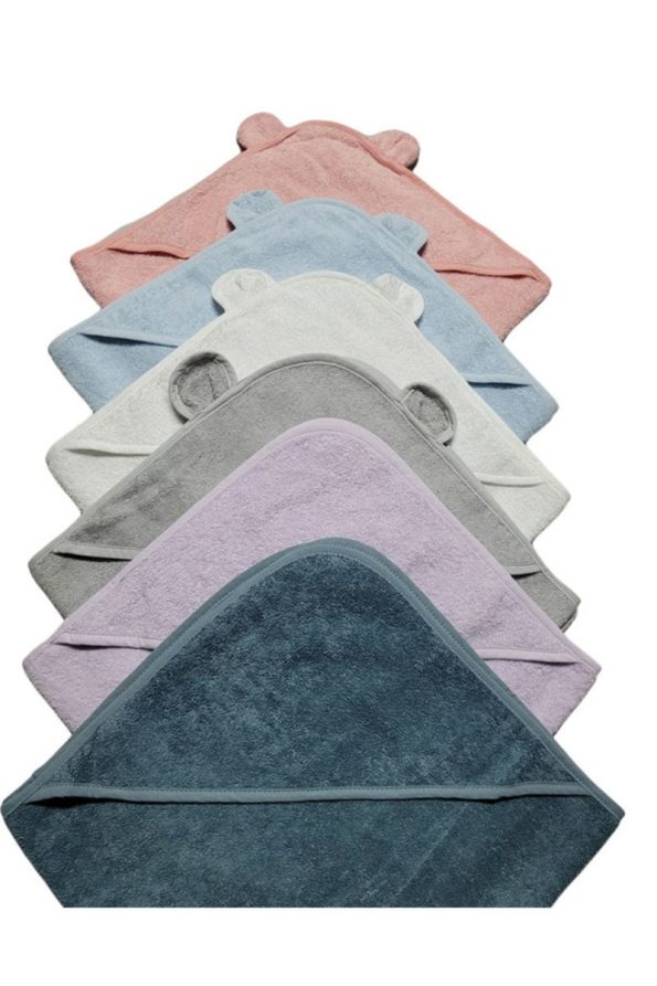 Soft Cotton Baby Bath Towel Wrap with Ears in Gray