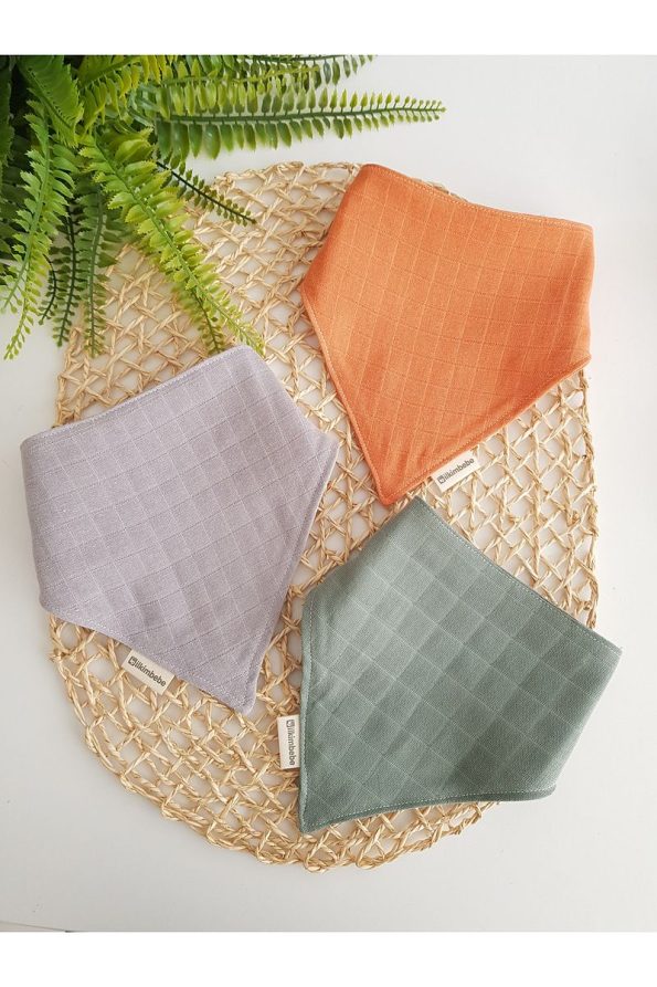 ilkimbebe 3-Piece 100% Organic Cotton Muslin Baby Bib Set