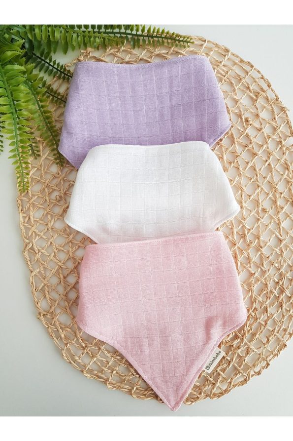 ilkimbebe 3-Pack 100% Organic Cotton Snap Muslin Baby Bibs