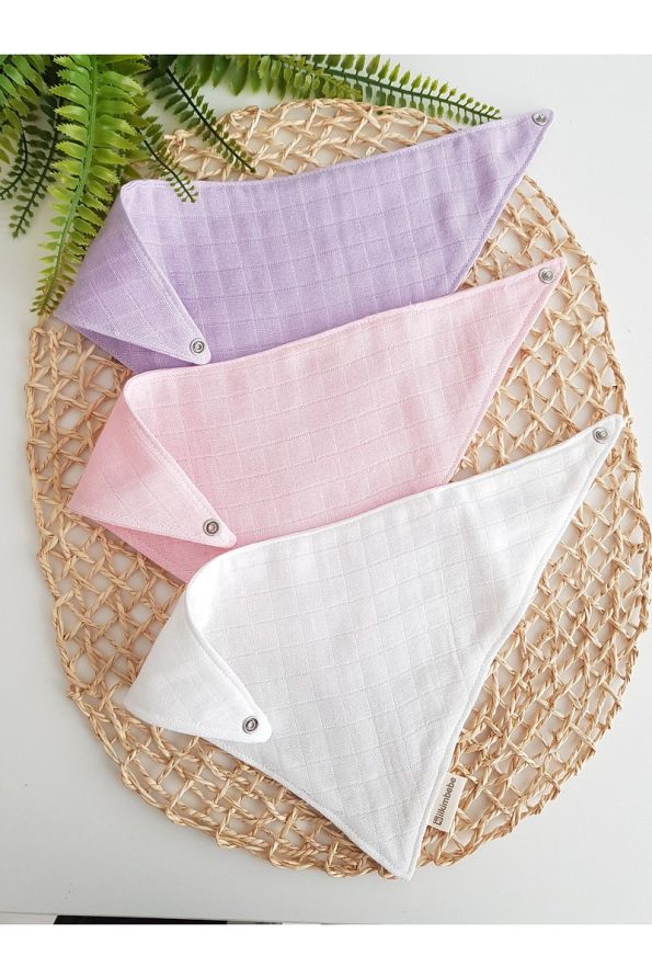 ilkimbebe 3-Pack 100% Organic Cotton Snap Muslin Baby Bibs