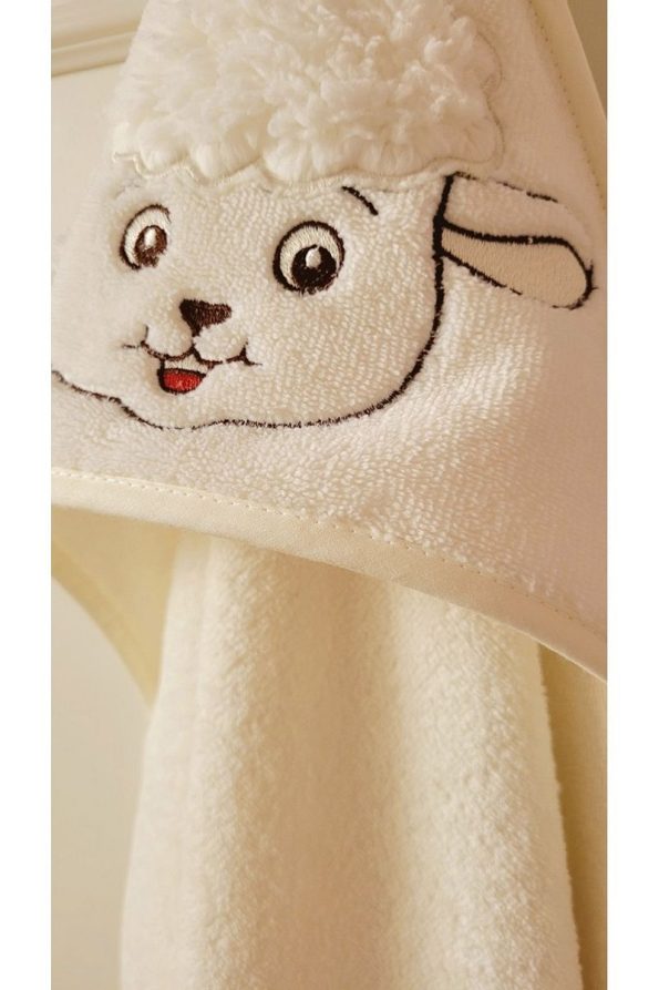 Soft Cotton Baby Bath Towel Wrap 80x80cm Cream Lamb