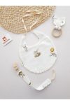 ilkimbebe Baby Bib, Pacifier Chain and Wooden Teether Set