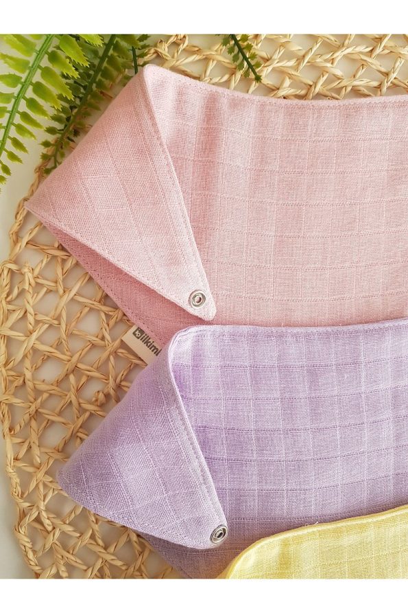 ilkimbebe 3-Piece 100% Organic Cotton Snap Bib Set
