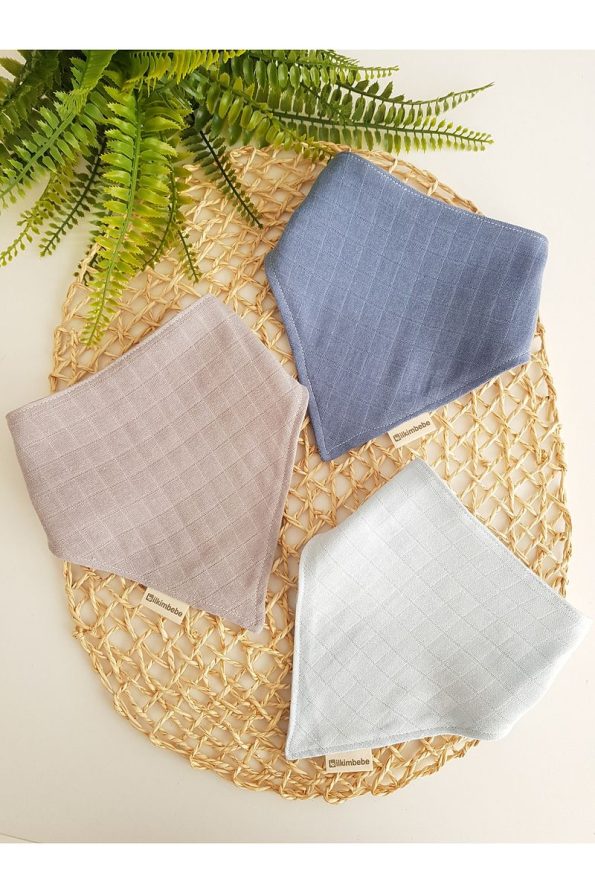ilkimbebe 3-Piece 100% Organic Cotton Snap Bib and Muslin Baby Scarf Set